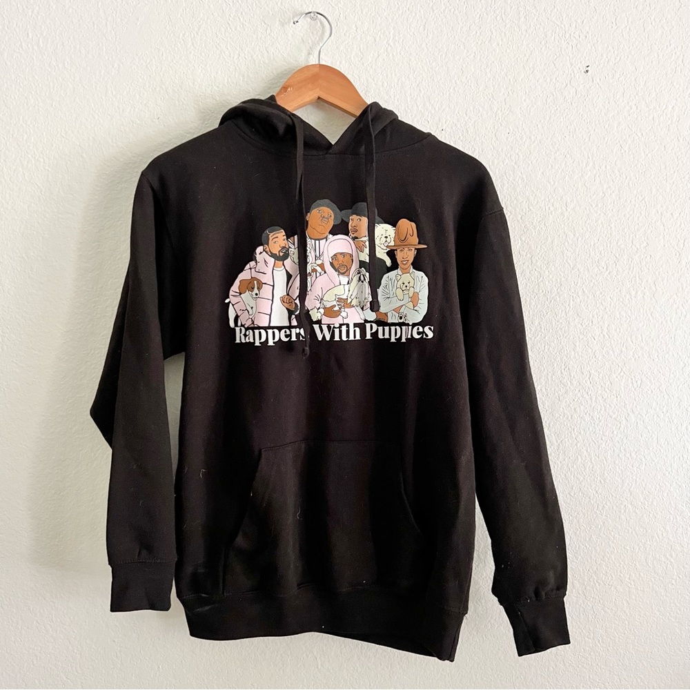 Dog Limited Rappers With Puppies Black Hoodie Sz S